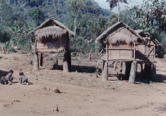 This village in Xieng Khouang Province has rice houses sitting on top of cluster bomb canisters.